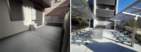 東淀川区,ビーズグランデ,ベランダ,自転車駐輪場